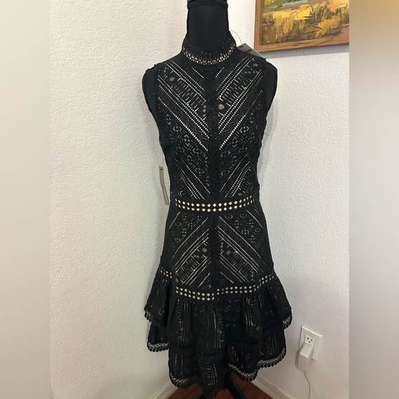 Anthropologie Hailee C Bella Black Lace Detail Midi Dress- Size XS NWT - Picture 2 of 9